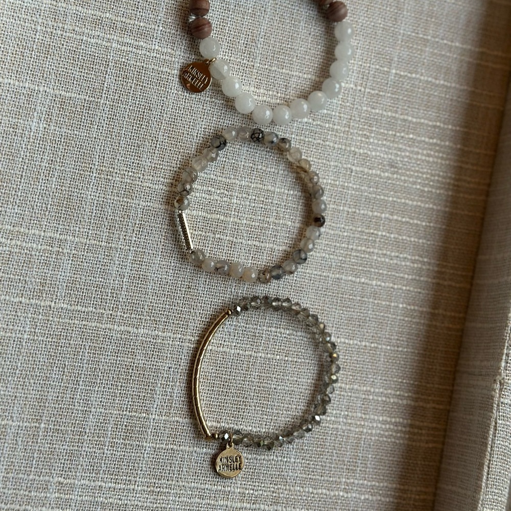 Kinsley Armelle White and Gold Bracelet Trio